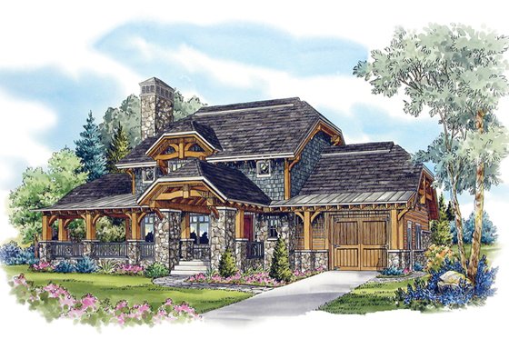 Exterior - Front Elevation 6 for Craftsman House Plan #942-26 - 2 bed, 2.5 bath