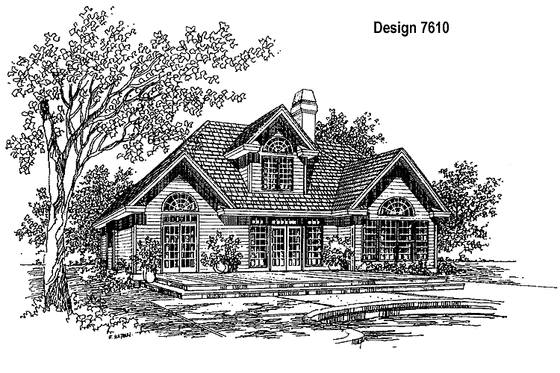 Exterior - Rear Elevation for Traditional House Plan #929-251 - 3 bed, 2.5 bath