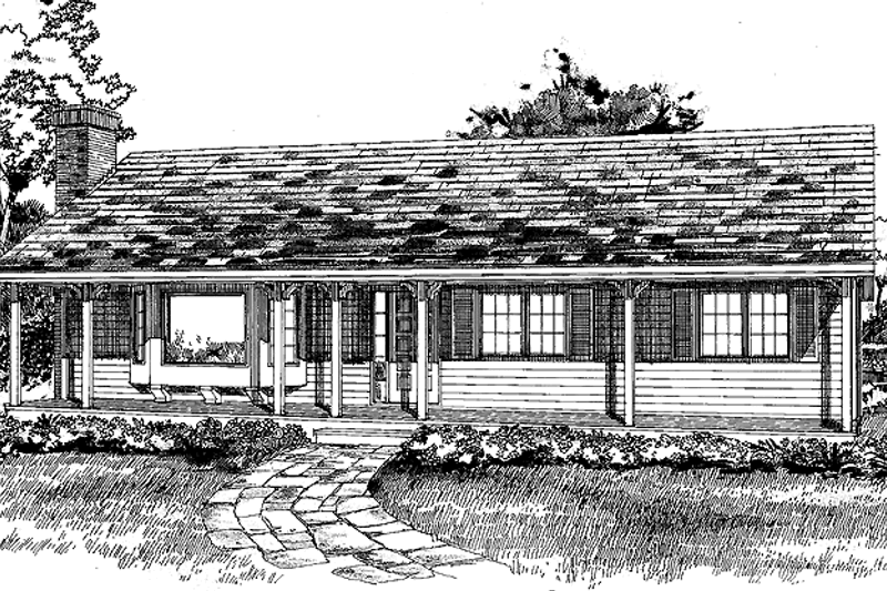 Architectural House Design - Ranch Exterior - Front Elevation Plan #47-754