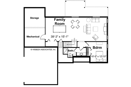 Floor Plan - Lower Floor for Craftsman House Plan #928-130 - 3 bed, 2.5 bath