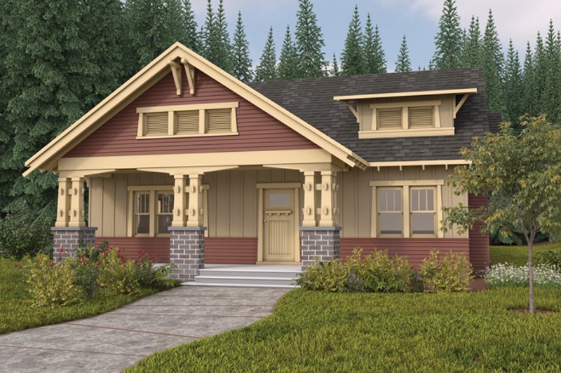 Architectural House Design - Craftsman Exterior - Front Elevation Plan #895-64
