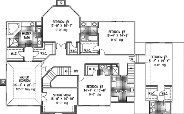 House Blueprint - European Floor Plan - Upper Floor Plan #953-128