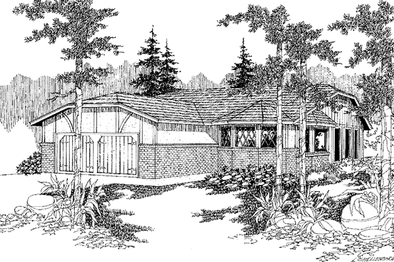 Architectural House Design - Tudor Exterior - Front Elevation Plan #60-703