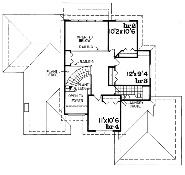 House Blueprint - Mediterranean Floor Plan - Upper Floor Plan #47-845