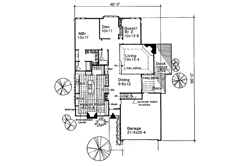 Home Plan - Floor Plan - Main Floor for Ranch House Plan #320-1161 - 2 bed, 2 bath