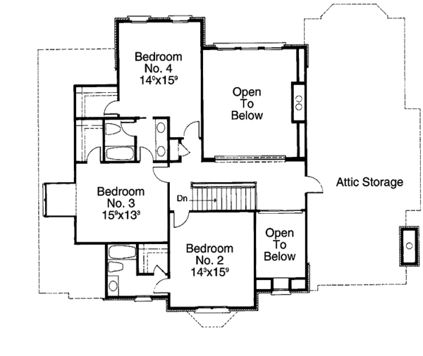 Dream House Plan - Traditional Floor Plan - Upper Floor Plan #429-187