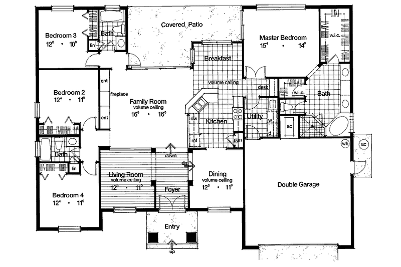 Home Plan - Floor Plan - Main Floor for Mediterranean House Plan #417-554 - 4 bed, 3 bath
