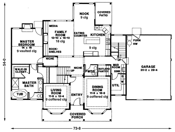 House Blueprint - Country Floor Plan - Main Floor Plan #966-65