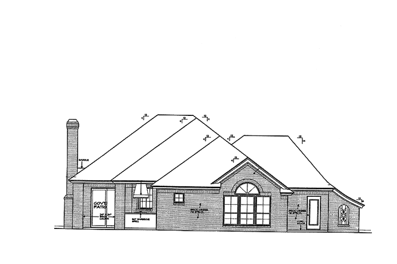 Home Plan - Exterior - Rear Elevation for European House Plan #310-1237 - 3 bed, 2 bath