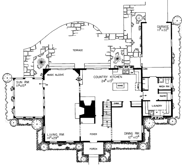 Architectural House Design - Classical Floor Plan - Main Floor Plan #72-811