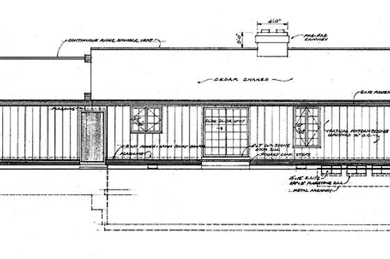 Exterior - Rear Elevation for Ranch House Plan #72-739 - 4 bed, 2 bath