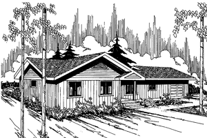 Exterior - Front Elevation 3 for Ranch House Plan #60-688 - 3 bed, 2 bath