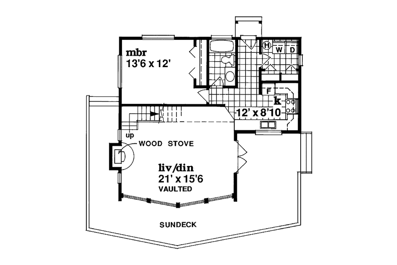 Home Plan - Floor Plan - Main Floor for Contemporary House Plan #47-866 - 3 bed, 1.5 bath