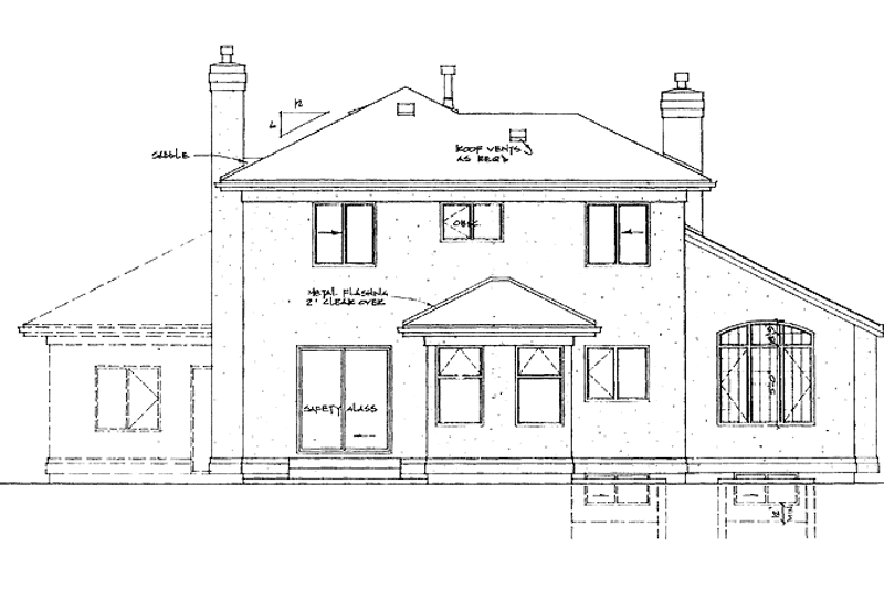 Dream House Plan - Exterior - Rear Elevation for Mediterranean House Plan #47-766 - 3 bed, 3 bath