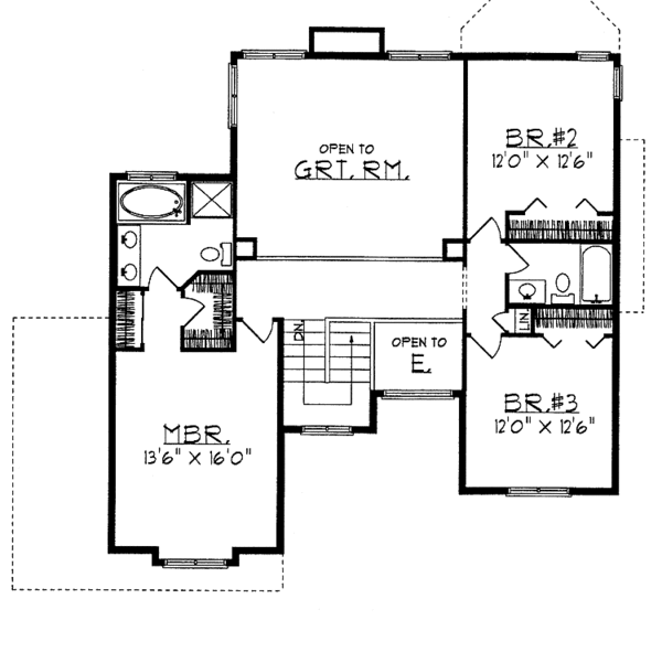 House Plan Design - Traditional Floor Plan - Upper Floor Plan #70-1324