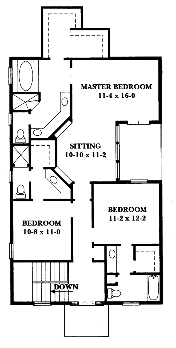 House Blueprint - Classical Floor Plan - Upper Floor Plan #1047-12