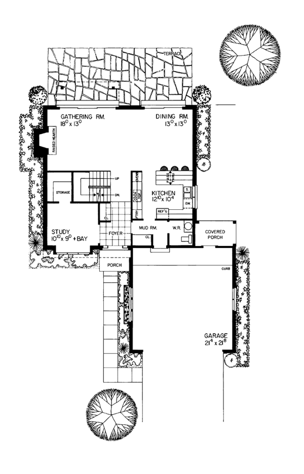 House Blueprint - Tudor Floor Plan - Main Floor Plan #72-797