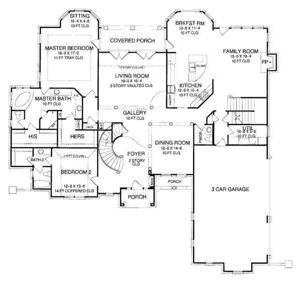 Architectural House Design - Mediterranean Floor Plan - Main Floor Plan #952-185
