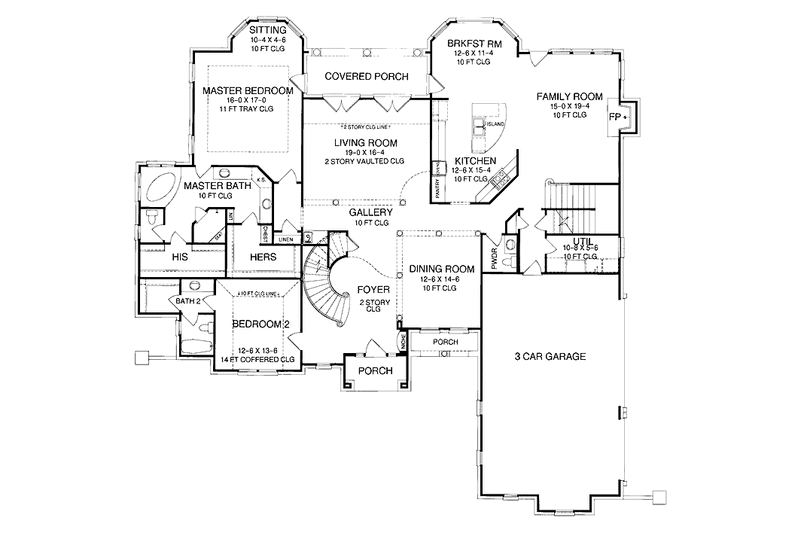 Architectural House Design - Floor Plan - Main Floor for Mediterranean House Plan #952-185 - 4 bed, 3.5 bath