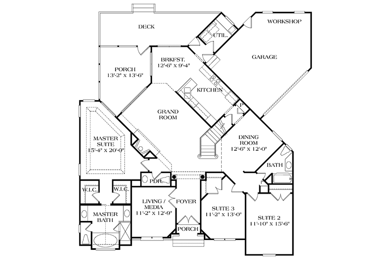 Home Plan - Floor Plan - Main Floor for Traditional House Plan #453-134 - 3 bed, 2.5 bath