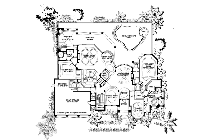 Dream House Plan - Floor Plan - Main Floor for Mediterranean House Plan #1017-74 - 5 bed, 5.5 bath
