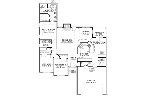 Floor Plan - Main Floor for Colonial House Plan #17-3081 - 3 bed, 2 bath