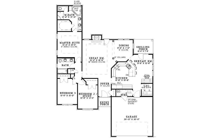 Architectural House Design - Floor Plan - Main Floor for Colonial House Plan #17-3081 - 3 bed, 2 bath