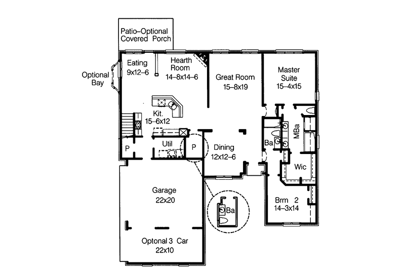 Home Plan - Floor Plan - Main Floor for Country House Plan #15-387 - 4 bed, 3 bath
