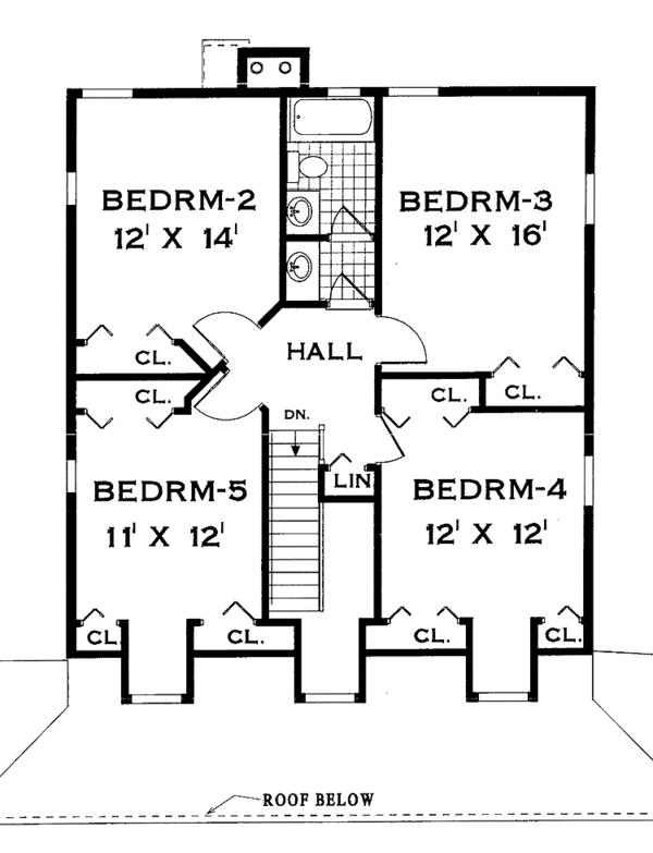 Architectural House Design - Colonial Floor Plan - Upper Floor Plan #3-269