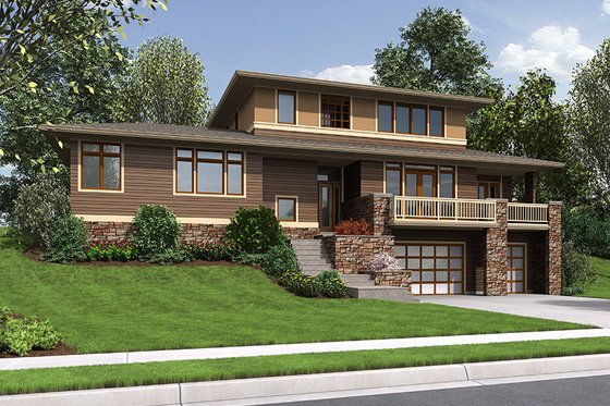 Exterior - Front Elevation 6 for Prairie House Plan #48-922 - 3 bed, 2.5 bath