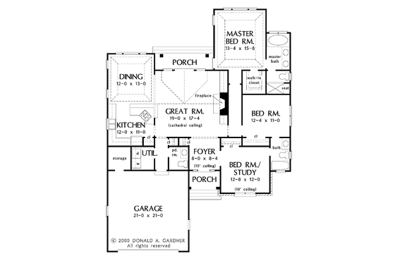 Floor Plan - Main Floor for Ranch House Plan #929-567 - 3 bed, 2.5 bath