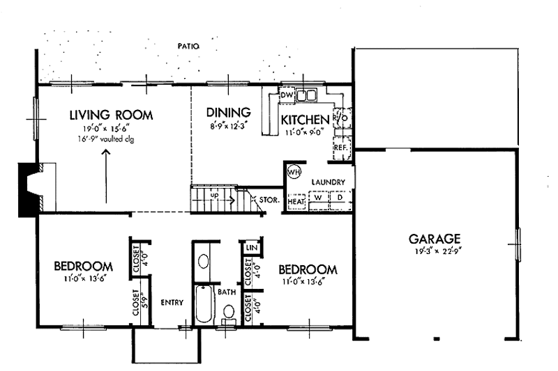 Home Plan - Floor Plan - Main Floor for Contemporary House Plan #320-811 - 3 bed, 2 bath