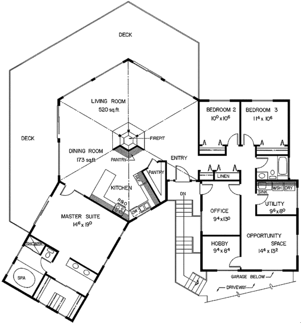 Architectural House Design - Contemporary Floor Plan - Main Floor Plan #60-686