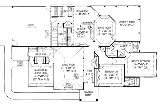 Floor Plan - Main Floor for Contemporary House Plan #11-249 - 3 bed, 4 bath