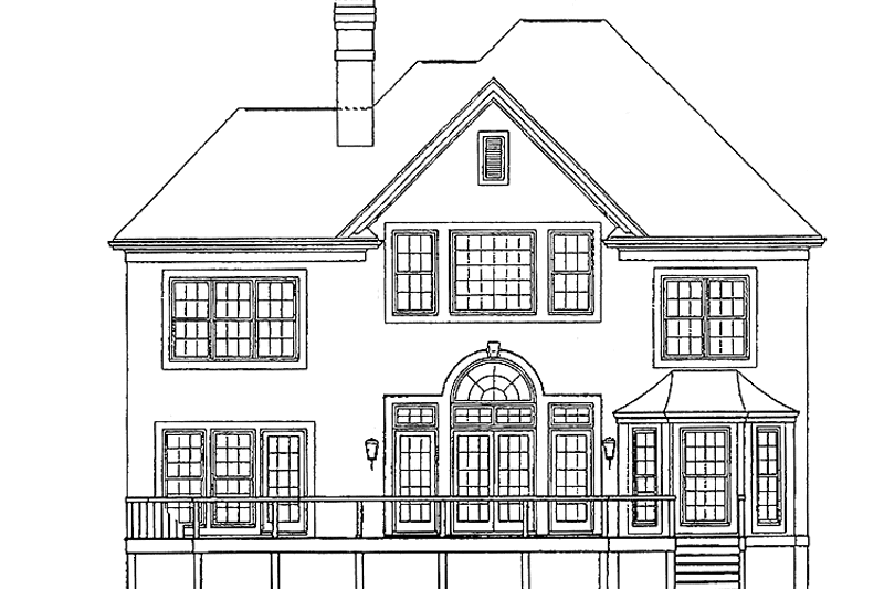 Home Plan - Exterior - Rear Elevation for Mediterranean House Plan #453-113 - 4 bed, 3.5 bath