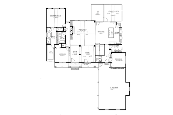 Floor Plan - Main Floor for Craftsman House Plan #437-69 - 4 bed, 3.5 bath