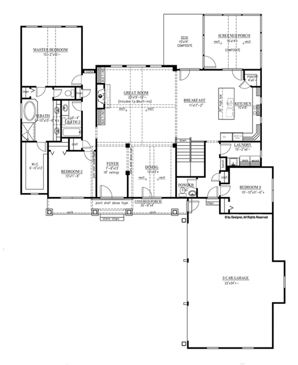 Architectural House Design - Craftsman Floor Plan - Main Floor Plan #437-69