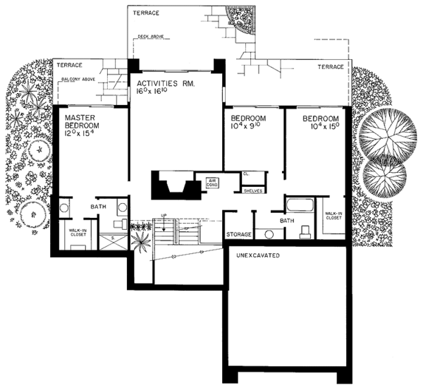 Architectural House Design - Contemporary Floor Plan - Lower Floor Plan #72-767