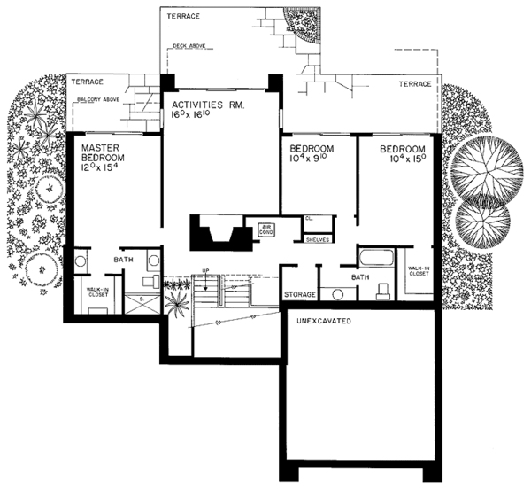 House Blueprint - Contemporary Floor Plan - Lower Floor Plan #72-767