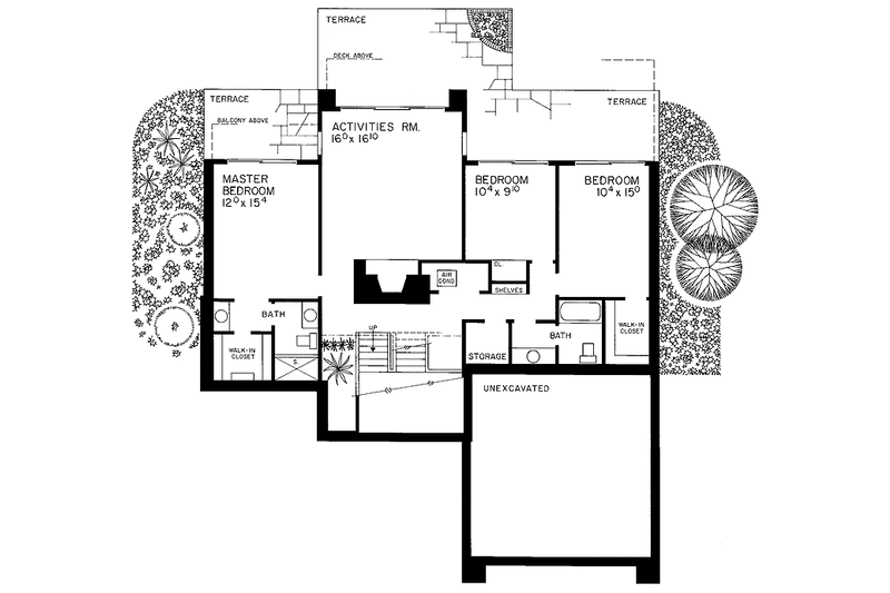 Home Plan - Floor Plan - Lower Floor for Contemporary House Plan #72-767 - 4 bed, 3 bath