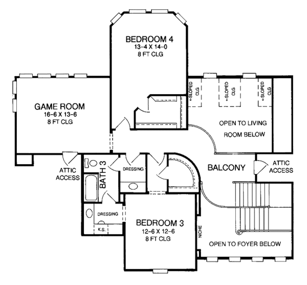 Architectural House Design - European Floor Plan - Upper Floor Plan #952-282