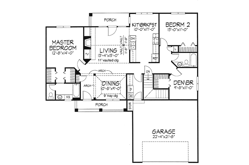 Home Plan - Floor Plan - Main Floor for Ranch House Plan #320-911 - 2 bed, 2 bath