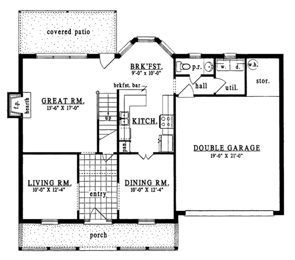 House Plan Design - Country Floor Plan - Main Floor Plan #42-523