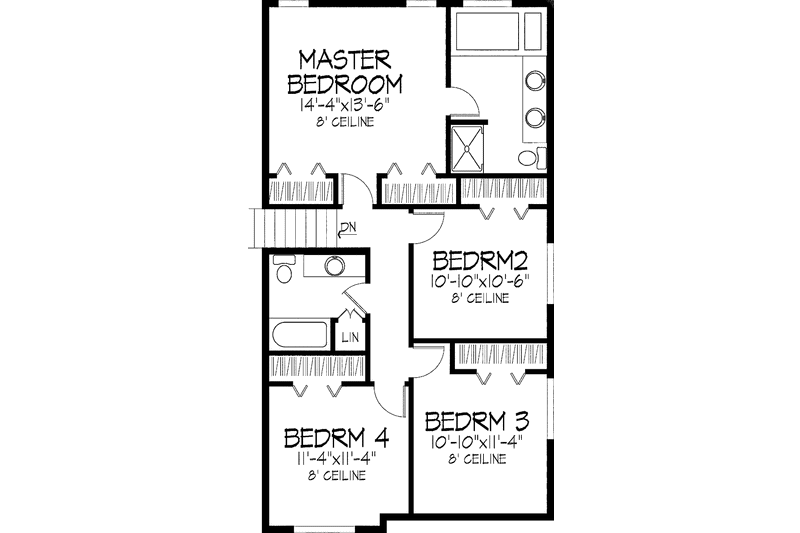Home Plan - Floor Plan - Upper Floor for Tudor House Plan #51-856 - 4 bed, 3 bath