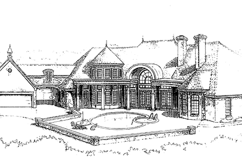 Dream House Plan - Exterior - Rear Elevation for European House Plan #310-1030 - 4 bed, 5.5 bath