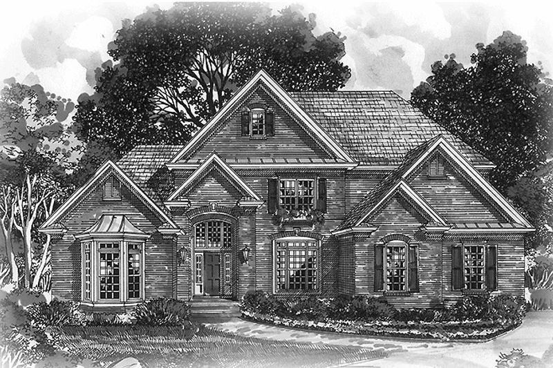 House Blueprint - Exterior - Front Elevation 3 for Traditional House Plan #54-242 - 4 bed, 3.5 bath