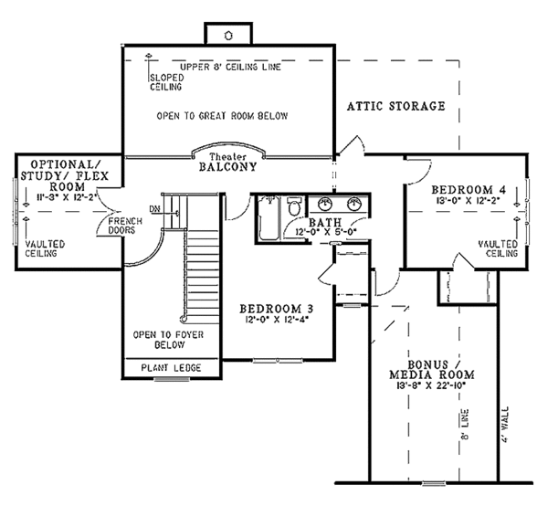 Architectural House Design - Country Floor Plan - Upper Floor Plan #17-2677