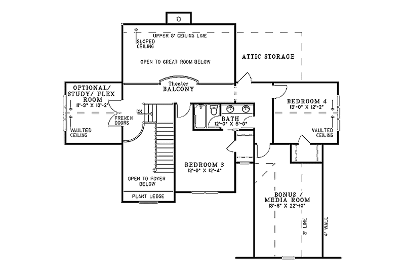 Home Plan - Floor Plan - Upper Floor for Country House Plan #17-2677 - 4 bed, 3 bath