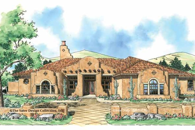 Architectural House Design - Adobe / Southwestern Exterior - Front Elevation Plan #930-307