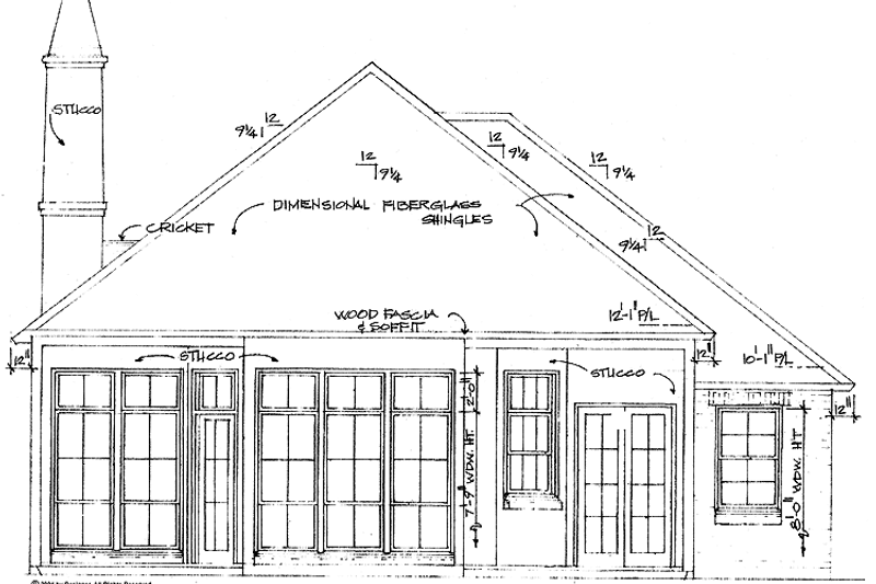 Home Plan - Exterior - Rear Elevation for Country House Plan #301-142 - 3 bed, 2 bath